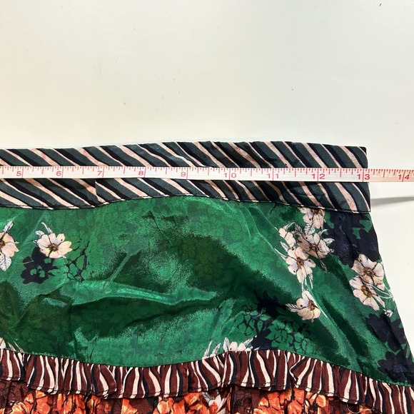 Anthropologie Bhanuni by Jyoti Colorful Tiered Floral Maxi Skirt SZ 2 Boho Silky - Picture 7 of 12